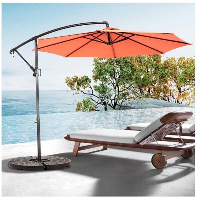 Zweefparasol - MUVOE - Dubbelzijdig - 4,5 m rechthoekig - slinger - waterdicht UPF50+ doek oranje