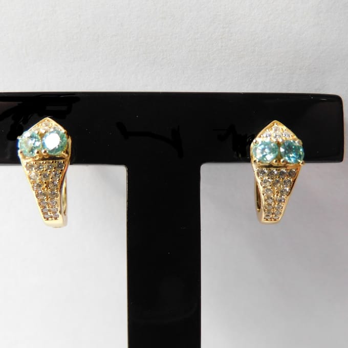Hetty'S - Elegante goldplated zilveren oorhangers - model slang - met echte Moissanite