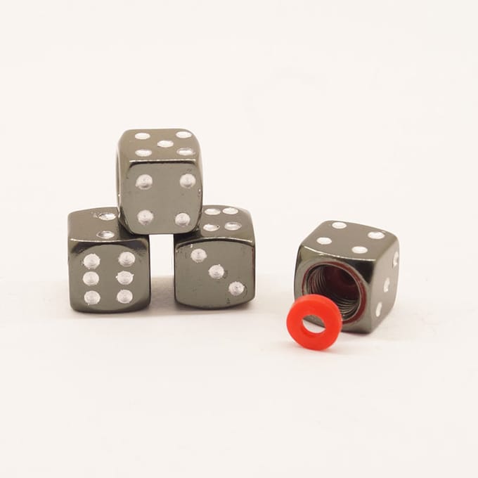 Schrader (auto) ventiel - Grijs dobbelsteen aluminium met afdichting