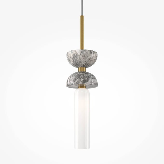 Maytoni hanglamp Kyoto, goud, Ø 10 cm, marmer, glas