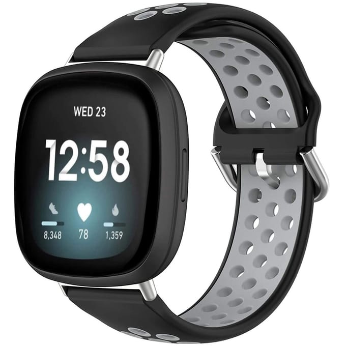 Siliconen sport bandje - Geschikt voor Fitbit Sense/ Versa 3/ Versa 4/ Sense 2 - Zwart