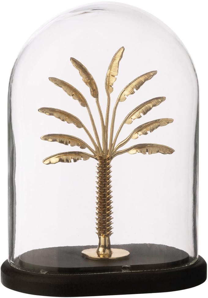 J-Line stolp Palmboom - glas - zwart/goud - small