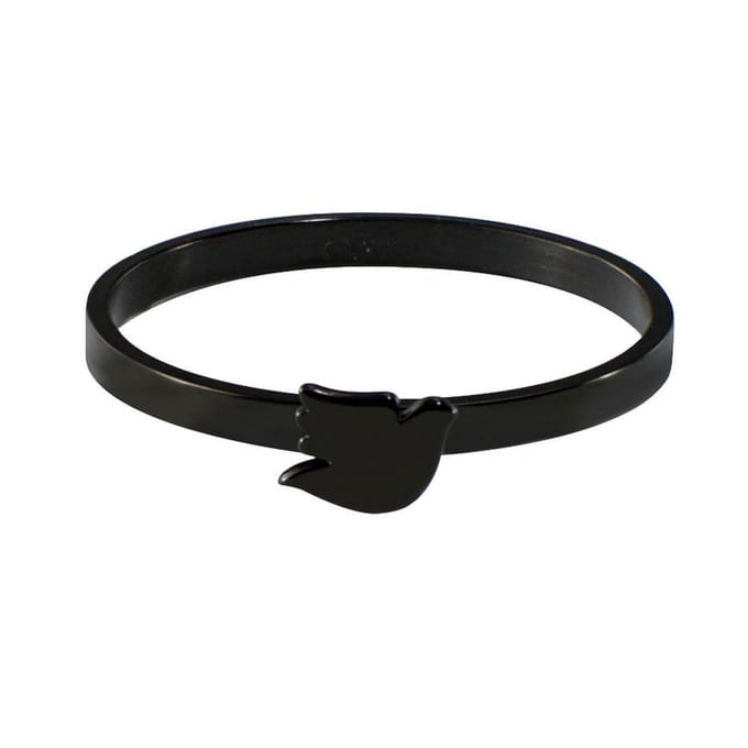 Quiges Stapelring Dames - Vulring Duif - RVS Zwart - Maat 21 - Hoogte 2mm
