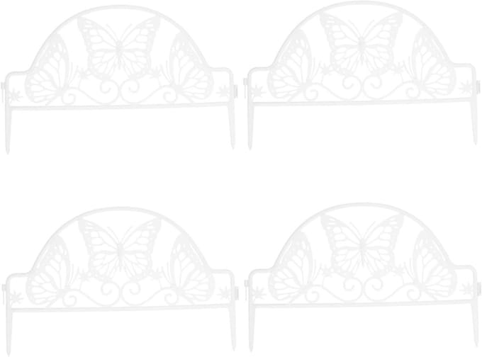 Tuinafzetting Plastic - Decoratieve Rand - Tuin Decoreren - Eenvoudige Installatie - 4 Stuks - Wit