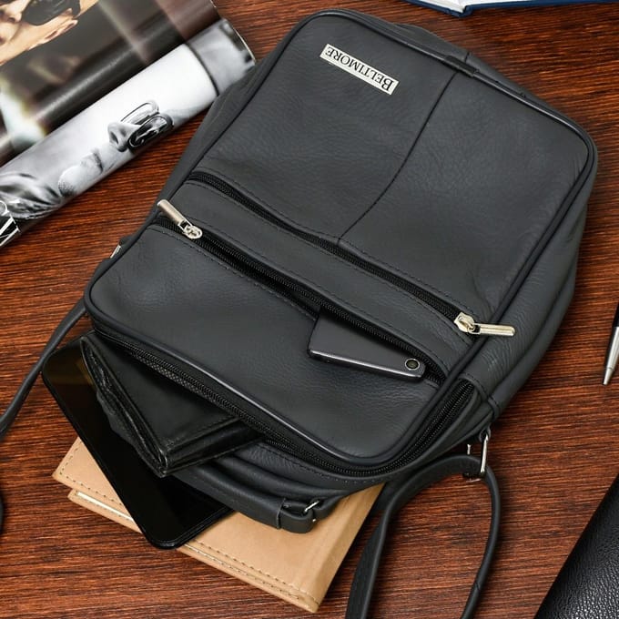 Heren Laptoptas Leer Grijs - Beltimore G68