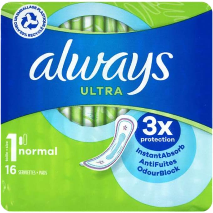 Always Ultra Normal Day Size 1 Sanitary Pads – 16 stuks