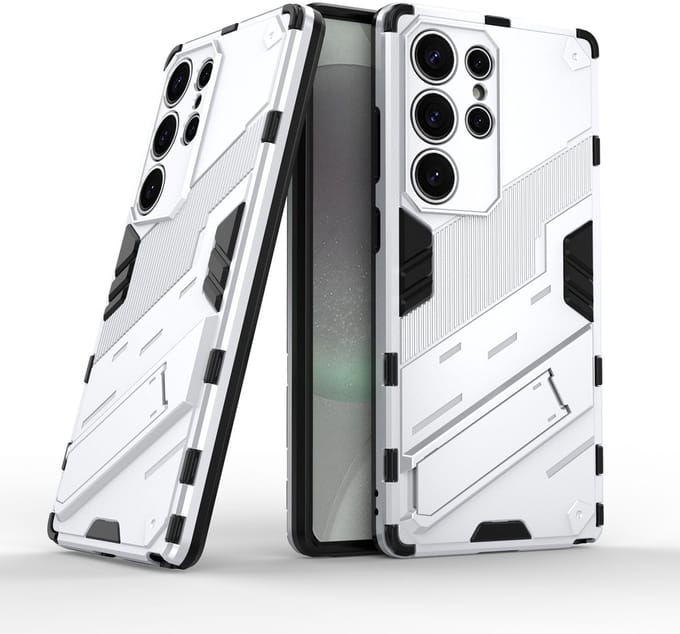 Solidenz StandGuard Xtreme geschikt voor Samsung Galaxy S25 Ultra hoesje - Wit
