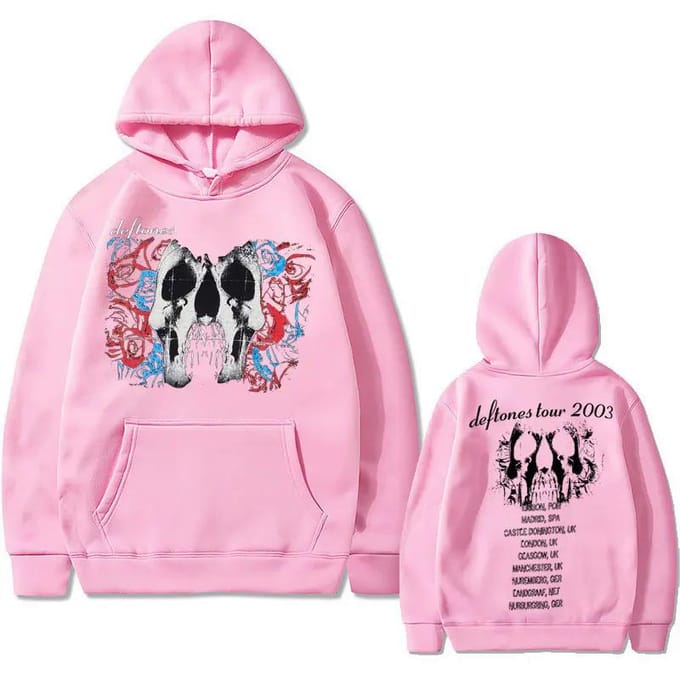 Deftones Schedel Dubbelzijdig Grafische Hoodie XL roze