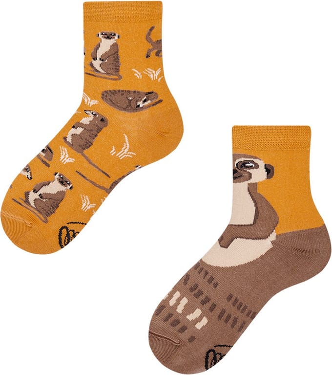 Many Mornings kids sokken the meerkat geel & beige