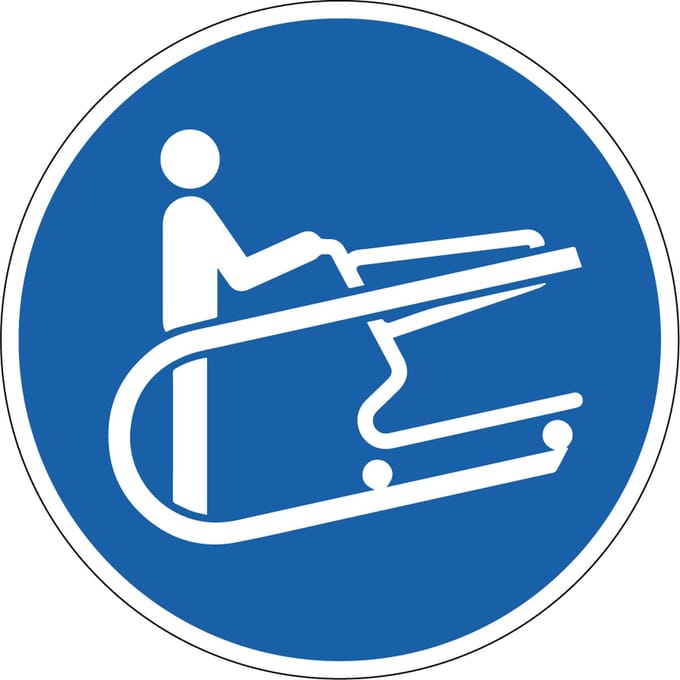 Winkelwagen vasthouden sticker - ISO 7010 - M060 200 mm