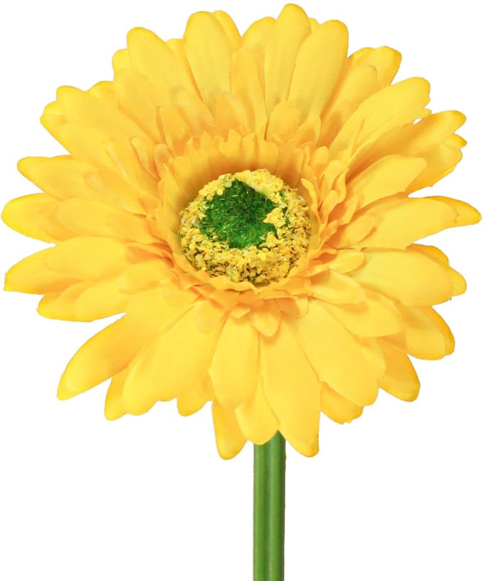 Kunstmatige gerbera's, zonnig geel, tuinbloem, 47 cm, 6 stuks, 6 Stück