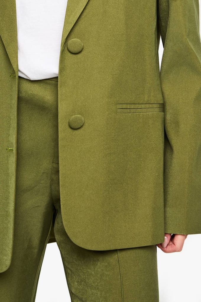 boohoo Dames Enkelrijige Relaxed Fit getailleerde blazer | Olijf | Maat: 36