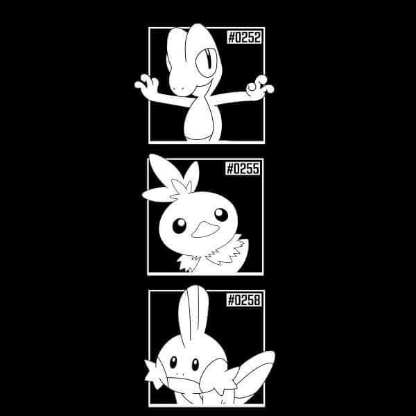 Pokemon Generation 3 Monochrome Starters Men's T-Shirt - Black - M