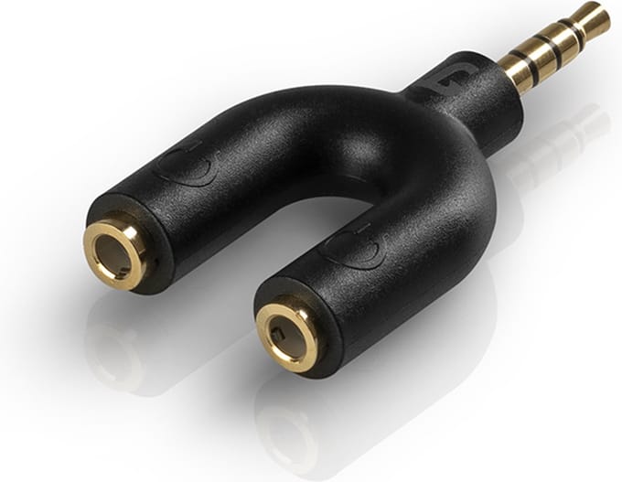 Teufel Y-adapter - Y-splitter adapter voor koptelefoons op 3 -5 mm aansluiting - Lengte 5 cm - zwart