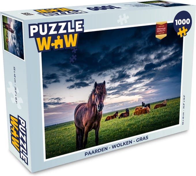 Puzzel Paarden - Wolken - Gras - Legpuzzel - Puzzel 1000 stukjes volwassenen
