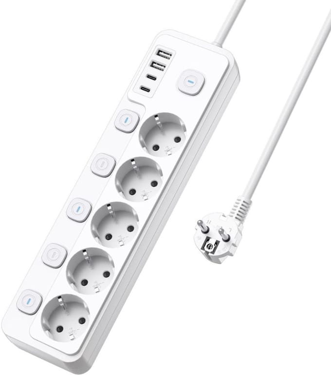 VELTRR® Stekkerdoos met USB - Verdeelstekker - Stopcontact Splitter - Wit