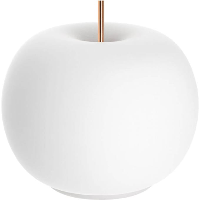 kdln LED tafellamp Kushi, wit/koper, Ø 17 cm, glas