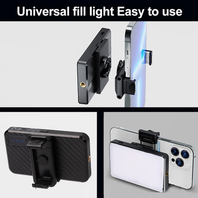 Zaklamp LED Videolamp LED Invullicht Videoconferentielicht 2500K-9000K Dimbaar Ingebouwde 3000mAh zwart