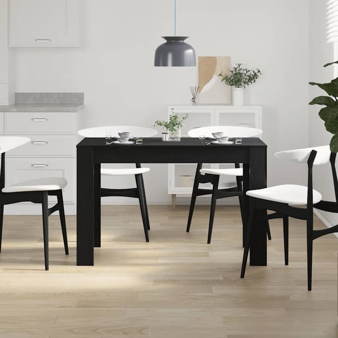 vidaXL - Eettafel - Zwart - Eiken - 120x60x76 - cm - Bewerkt - Hout