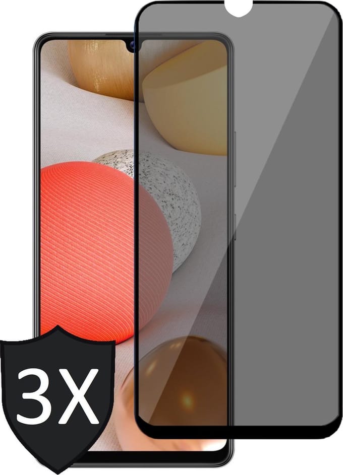 Privacy Screenprotector geschikt voor Samsung A42 - 3x Glas Screen Protector