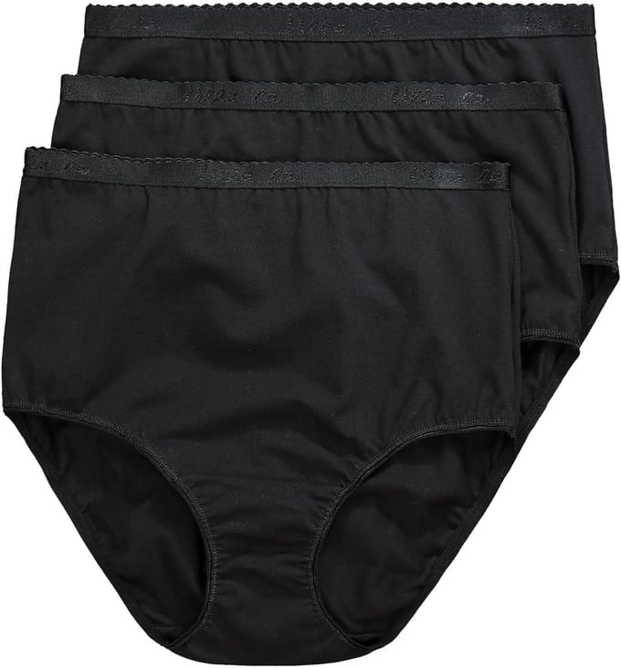 Ulla Popken - Dames - Maxislips set van 3 hoge taille - Klassiek zwart - Maat 58+