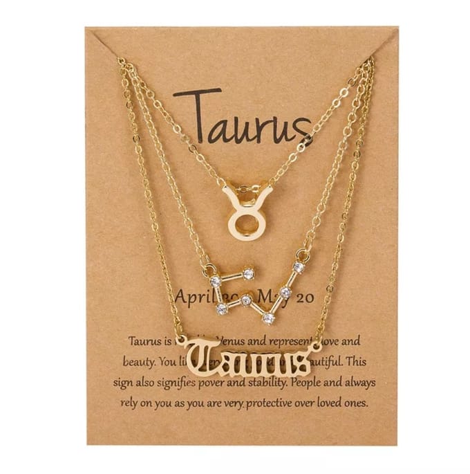 Taurus - Stier Zodiac Kettingen Set - Verguld - 3 Stuks - EmmyRovi