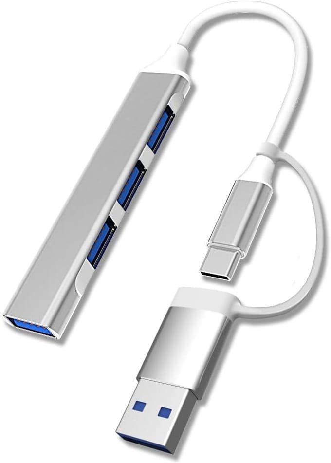 Oneay 1-Pack Type-C naar USB 3.0-hub, 4-in-1 dock, ultradunne USB-split, plug-and-play, compatibel met MacBook Pro/Air, Surface Pro, PS4, XPS, pc en USB-flashstations