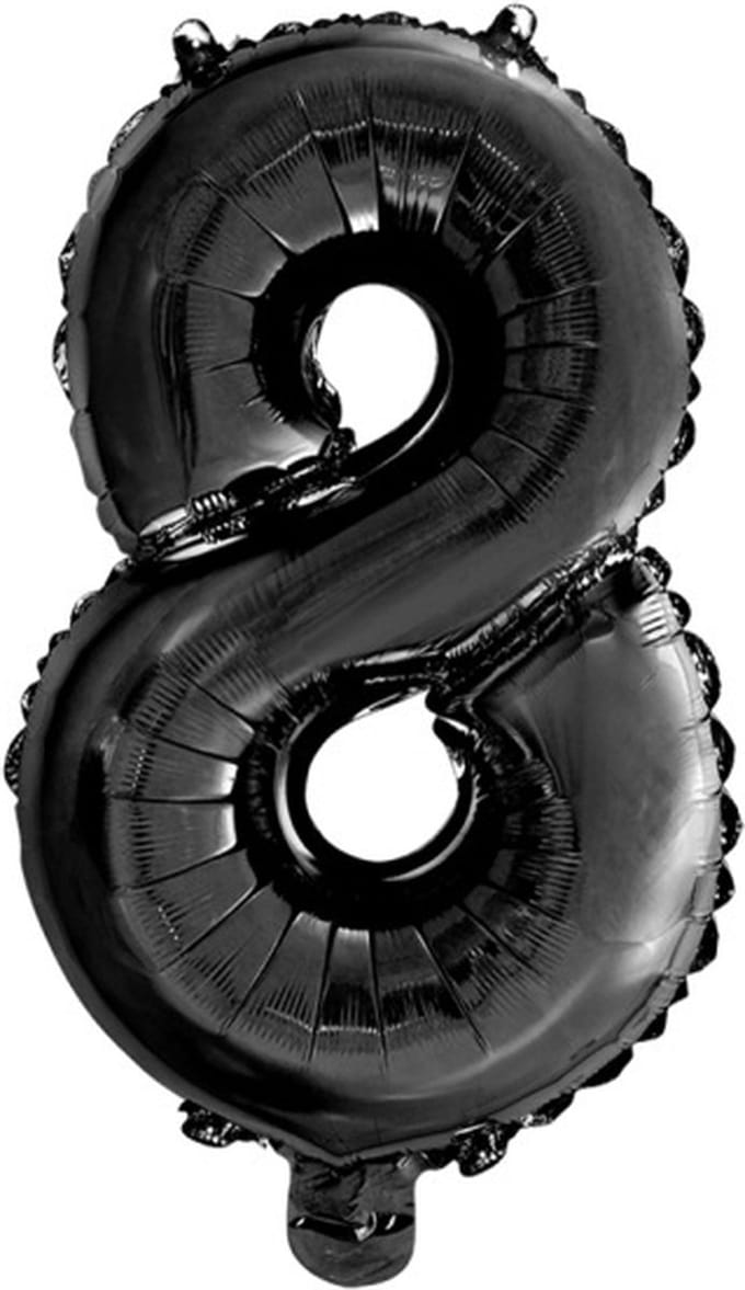 Folie Ballon Cijfer 8 zwart 41 cm