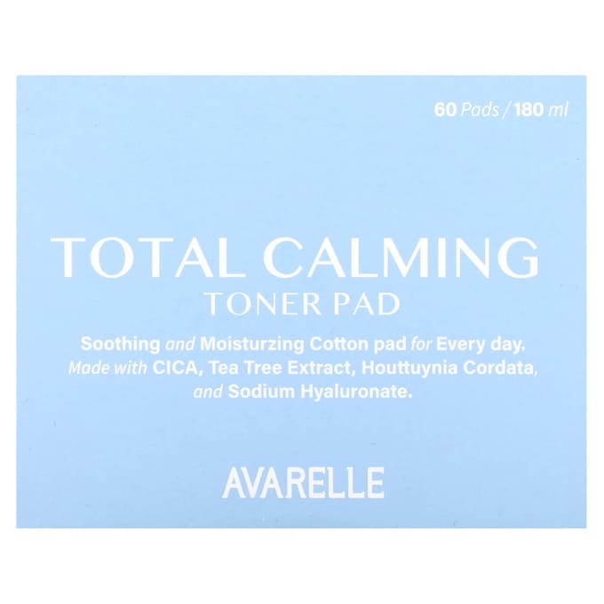 Avarelle, total calming toner pad, 60 sheets, 180ml white