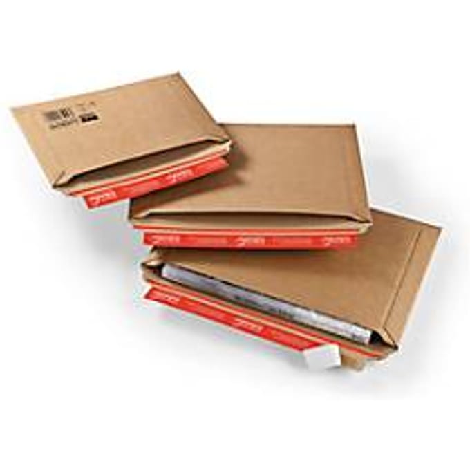 Verzendenvelop liggend van golfkarton, bruin, 270 x 185 x 50 mm