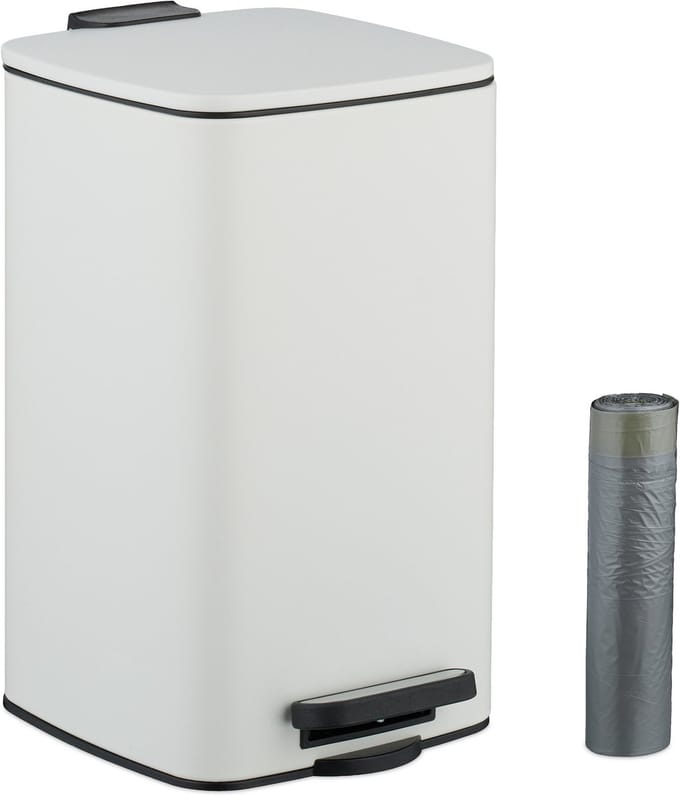 Badkamer prullenbak - 8 l - softclose - met 20 vuilniszakken - wit