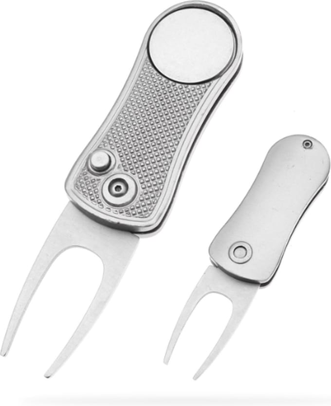 *** Golf Pitchfork Metaal Golf - Accessoire - Green Marker - Zilver - van Heble® ***