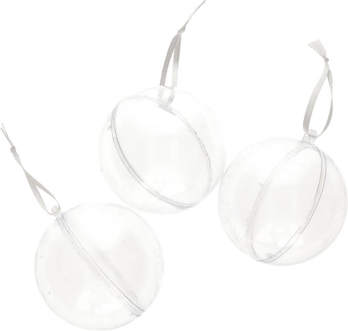 Gerimport DIY kerstballen - 3x st - D8 cm - doe het zelf hobby kerstballen - transparant