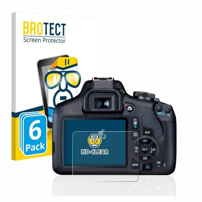 BROTECT - Screenprotector voor Canon EOS 2000D - Folie Beschermfolie transparant 6 Stuks