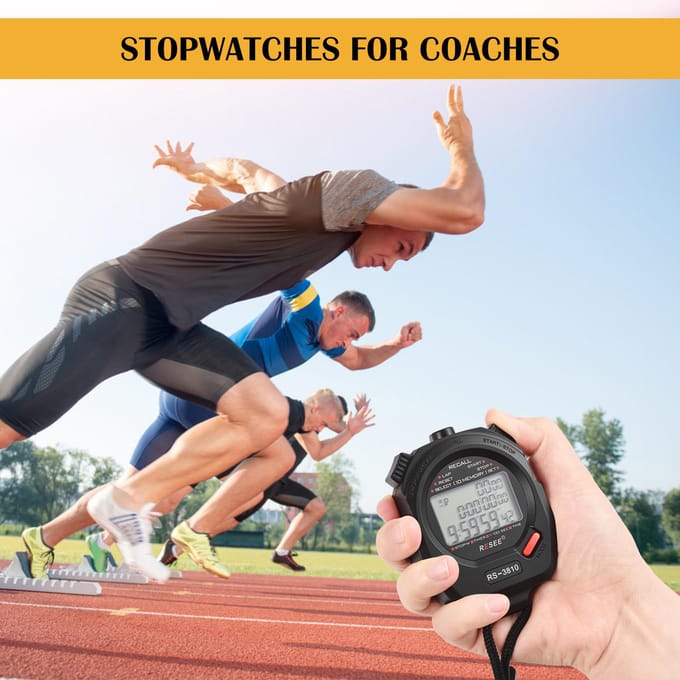 Sport Stopwatch Timer 100 Geheugen Digitale Stopwatch 3 Rijen Display Groot Scherm Stopwatch 60 Memory