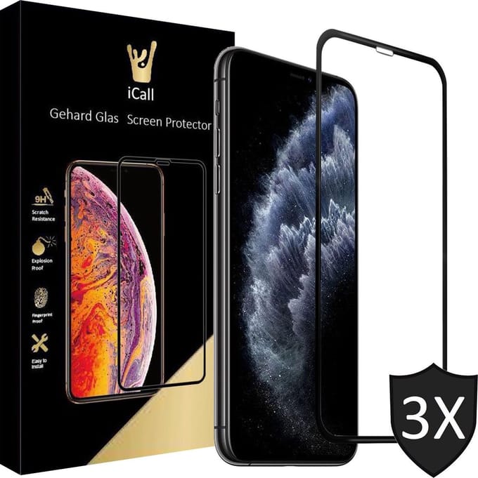 Screenprotector geschikt voor iPhone 11 Pro Max / XS Max - 3x FullGuard Glas Screen Protector