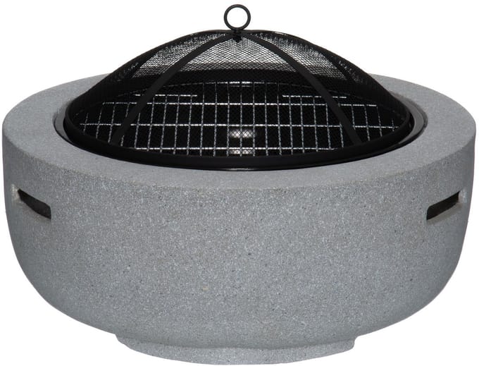 Mustang Vuurschaal met Grillrooster Ø43 cm – Moderne Fire Pit BBQ – Grijs – 60 cm