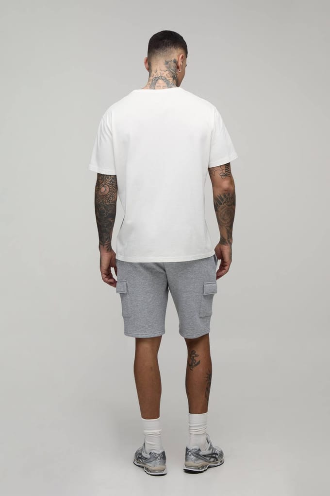 Tall Essential Slim Fit Cargo Jersey Short | Grey Marl | Size Small