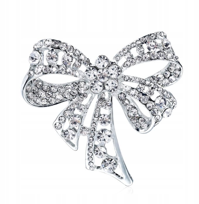 PINETS Broche Zirkonia Strik Zilverkleurig