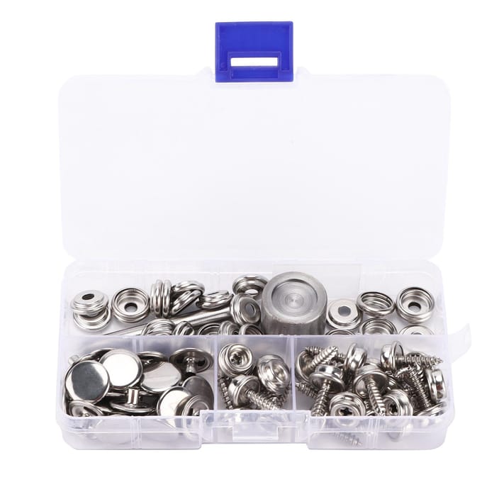 Drukknoop Set RVS Canvas Bootkap Knoop Metaal Schroef Klinknagel Gesp Gereedschap gray