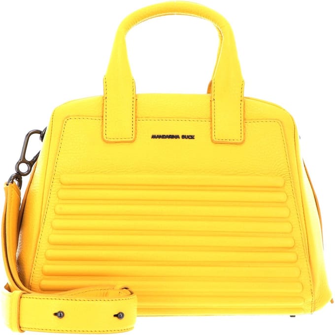 MANDARINA DUCK Leren Handtas Schoudertas I-Con Tote Maize Geel