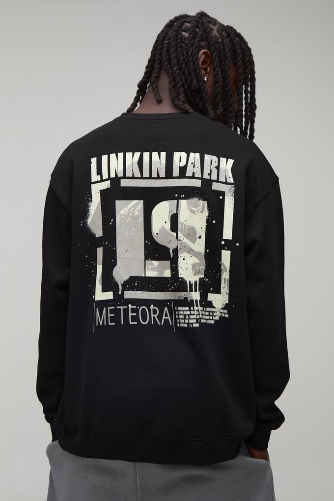 Oversized Sweatshirt Met Linkin Park Licentie Print | Black | Size Large