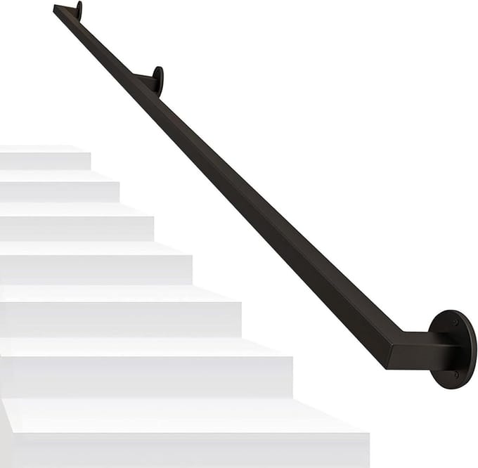 Wandmontage Leuning - Trapleuning Set - Veilig Traplopen - Roestwerende Coating - 9ft/270cm - Zwart