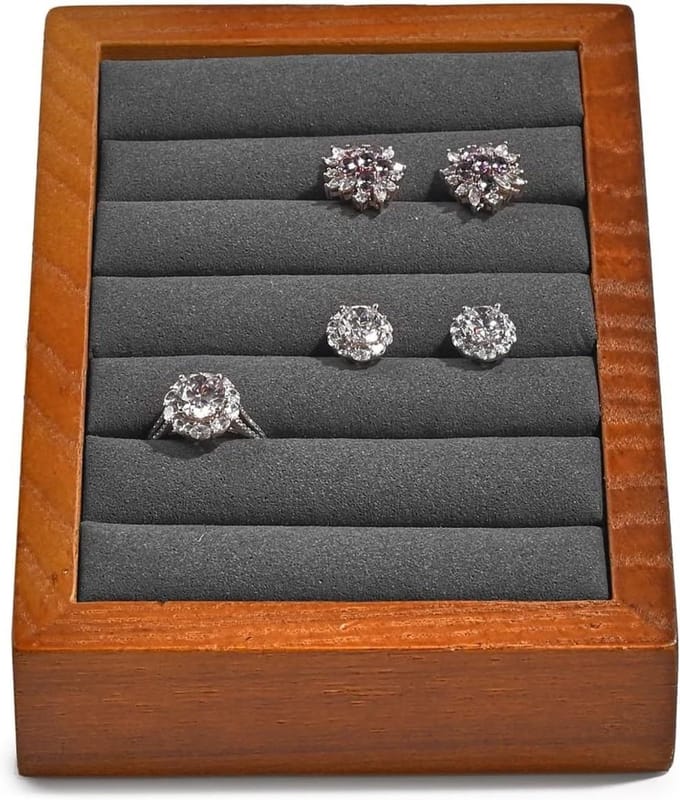 Ring Organizer - Sieraden Houder - Sieraden Opbergen - Met Deksel - 10x10x10 mm - Grijs