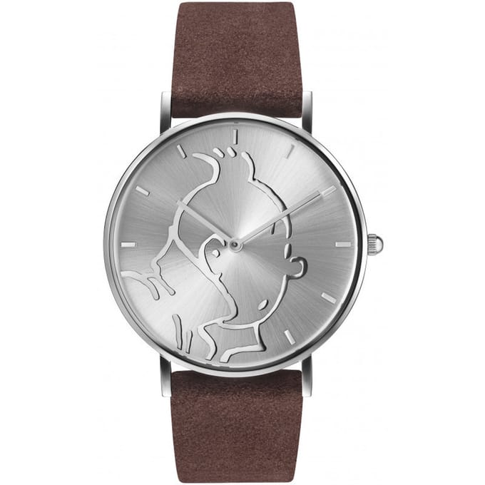 Classic Silver Brown Small 015325 Horloge - Leer - Bruin - 38 mm