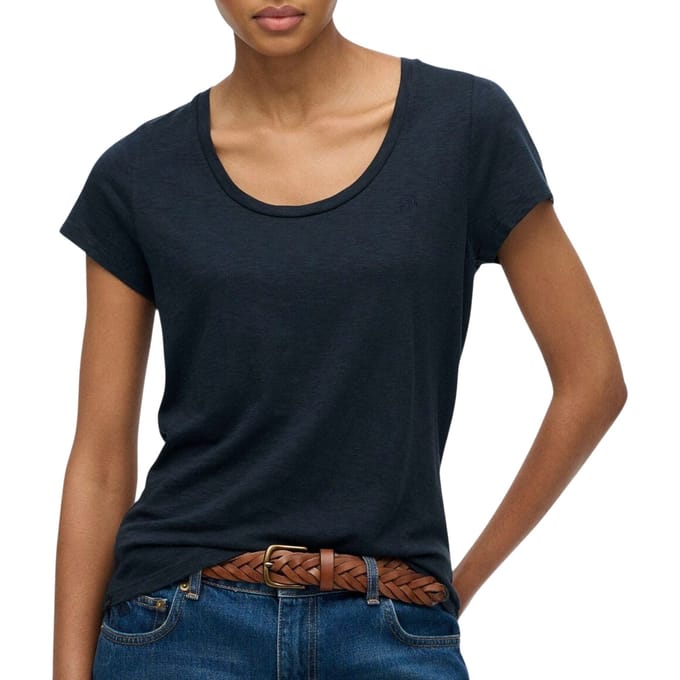 Superdry Studios T-shirt met Slanke Pasvorm Blauw Grootte: 38