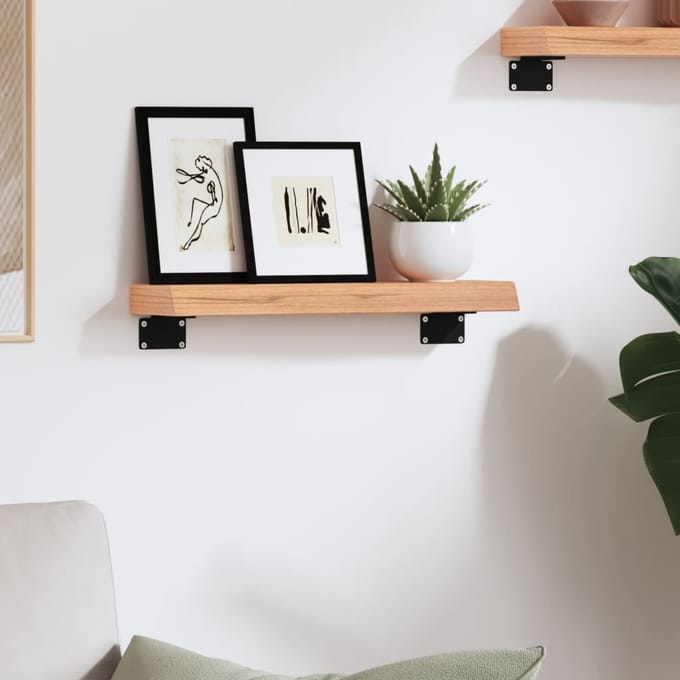 vidaXL - Wandschap - 40x10x4 - cm - behandeld - massief - eikenhout - lichtbruin