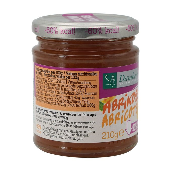 Damhert Dieet Jam (0 toegevoegde suikers) - 210 gram - Abrikoos