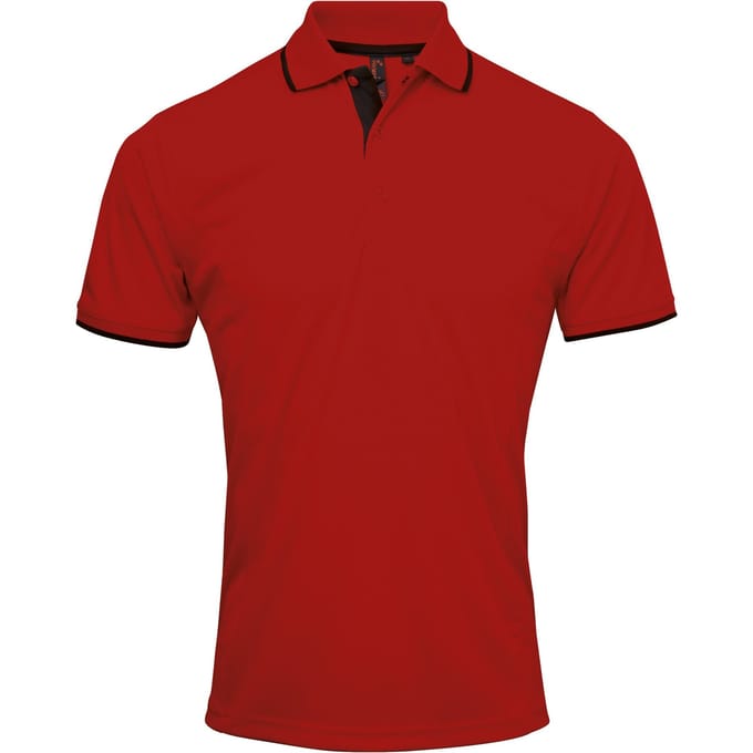 Premier Herencontrast Coolchecker Polo Shirt (Rood/zwart)