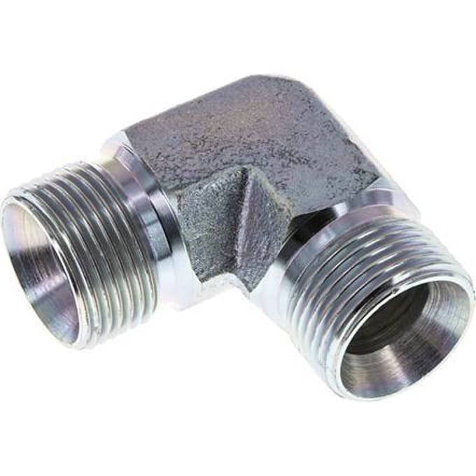 90° L-Koppeling G3/4" Hoge Druk Staal  60° Conus 325bar Hydrauliek